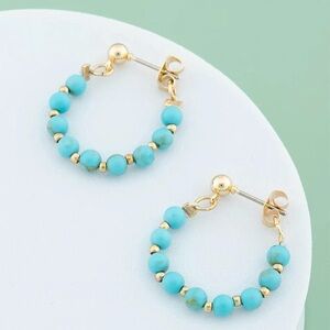 Turquoise Beaded Hoop Earrings